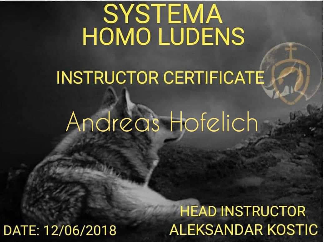 Instructor Certificate Andreas Hofelich